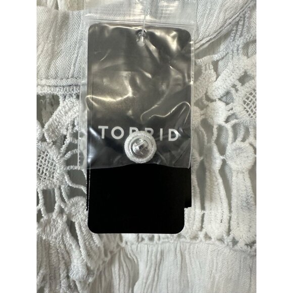 Torrid Cloud Wash Crinkle Gauze Crochet Neck Tank Blouse Shirt Size Large (0) - Picture 5 of 9